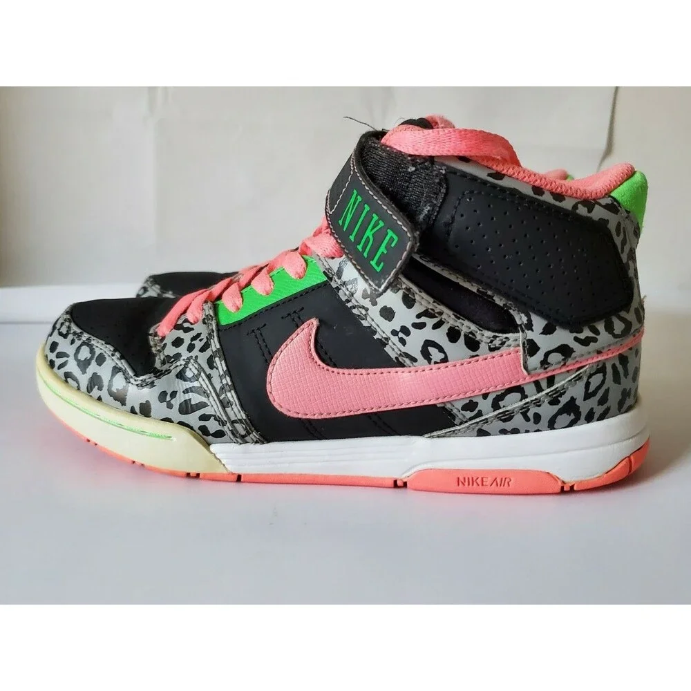 Nike Air Morgan 2 Mid Gray Cheetah Black Green Pink 407479-062 Women's sz 7.5